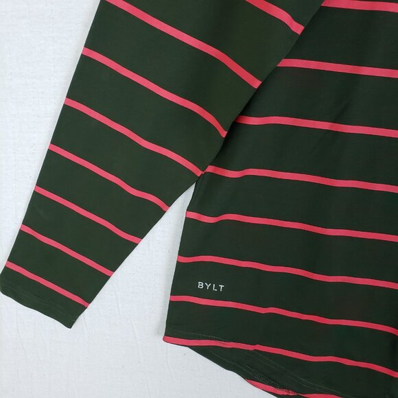 NWOT Bylt Drop Cut Long Sleeve Lux Striped Pullover Curved Hem size L - Picture 7 of 8